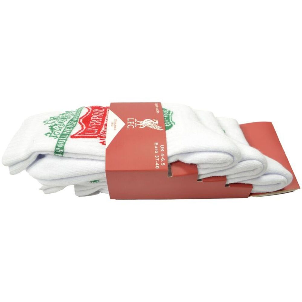 Liverpool FC Unisex Adult Sports Socks (Pack of 3) / White/Red